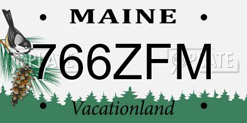 766ZFM Maine License Plate