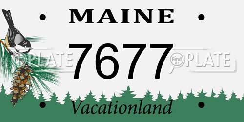 7677 Maine License Plate