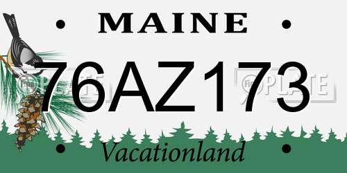 76AZ173 Maine License Plate
