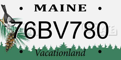 76BV780 Maine License Plate