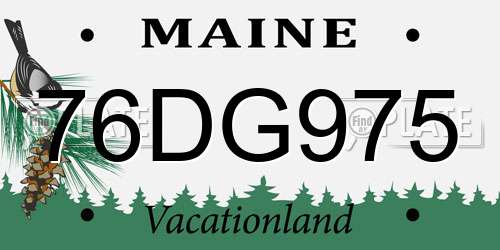 76DG975 Maine License Plate