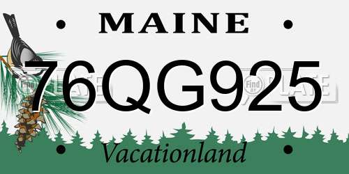 76QG925 Maine License Plate