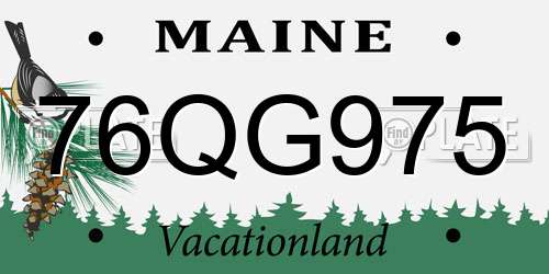 76QG975 Maine License Plate