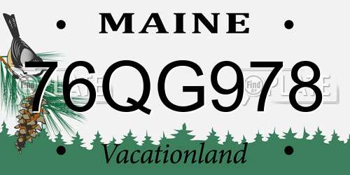 76QG978 Maine License Plate