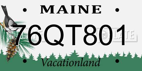 76QT801 Maine License Plate