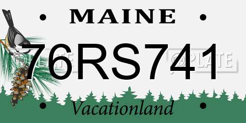 76RS741 Maine License Plate