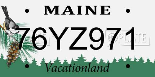 76YZ971 Maine License Plate