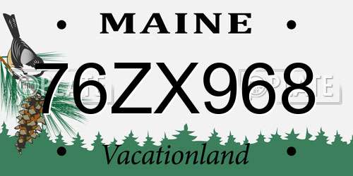 76ZX968 Maine License Plate