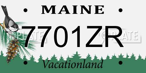 7701ZR Maine License Plate