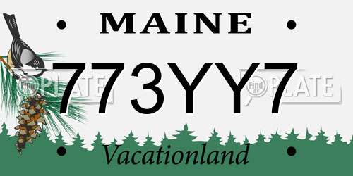 773YY7 Maine License Plate