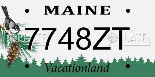 7748ZT Maine License Plate