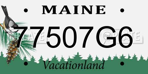 77507G6 Maine License Plate