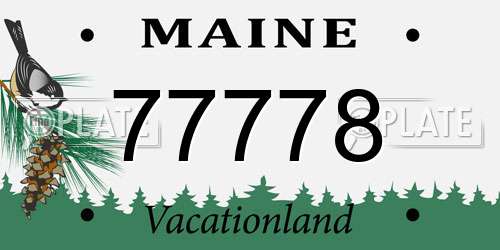 77778 Maine License Plate