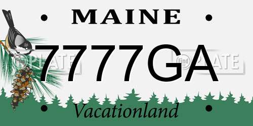 7777GA Maine License Plate