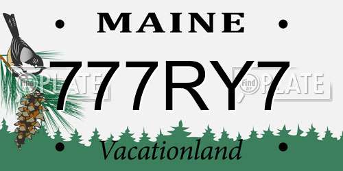 777RY7 Maine License Plate