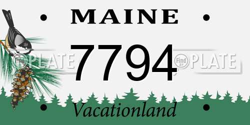 7794 Maine License Plate