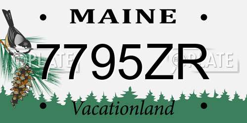 7795ZR Maine License Plate