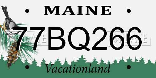 77BQ266 Maine License Plate