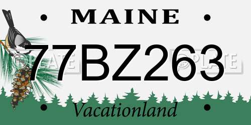 77BZ263 Maine License Plate
