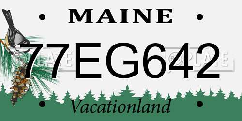 77EG642 Maine License Plate