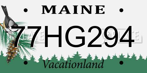 77HG294 Maine License Plate