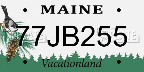 77JB255 Maine License Plate