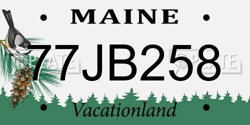 77JB258 Maine License Plate