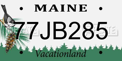 77JB285 Maine License Plate