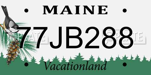 77JB288 Maine License Plate