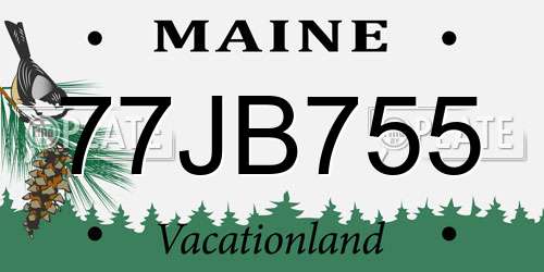 77JB755 Maine License Plate