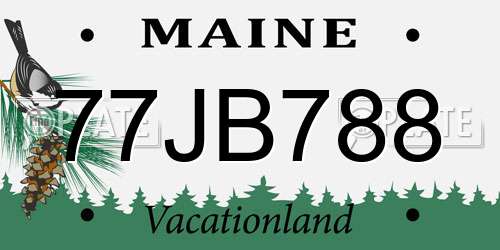 77JB788 Maine License Plate