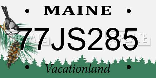 77JS285 Maine License Plate