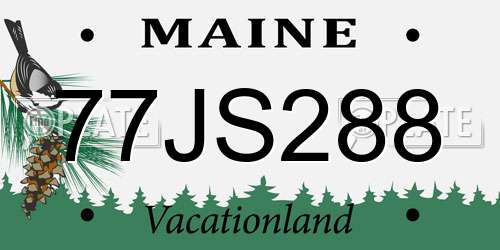 77JS288 Maine License Plate