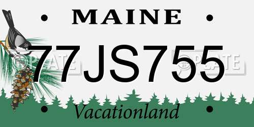 77JS755 Maine License Plate