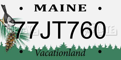 77JT760 Maine License Plate