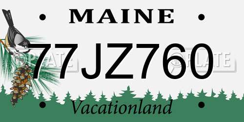 77JZ760 Maine License Plate
