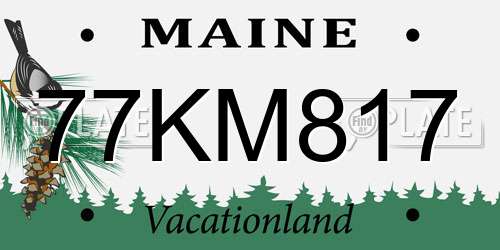 77KM817 Maine License Plate