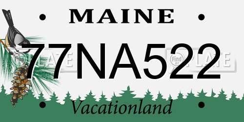 77NA522 Maine License Plate
