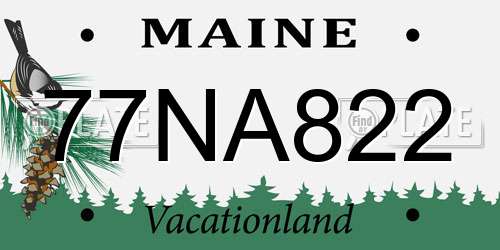 77NA822 Maine License Plate