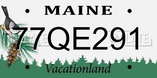 77QE291 Maine License Plate