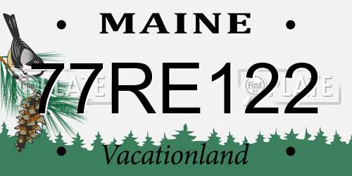 77RE122 Maine License Plate