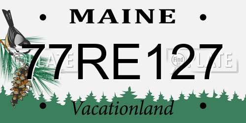77RE127 Maine License Plate