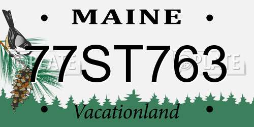 77ST763 Maine License Plate