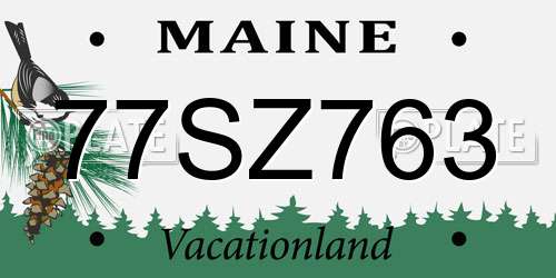 77SZ763 Maine License Plate