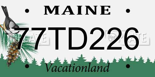 77TD226 Maine License Plate