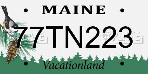 77TN223 Maine License Plate