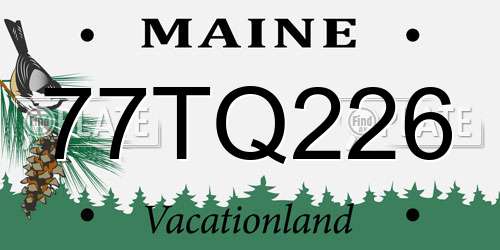 77TQ226 Maine License Plate