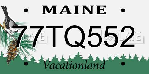 77TQ552 Maine License Plate
