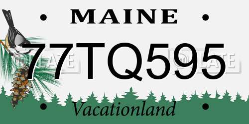 77TQ595 Maine License Plate