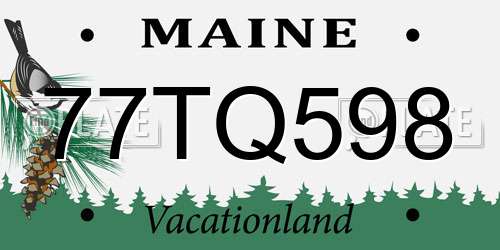 77TQ598 Maine License Plate